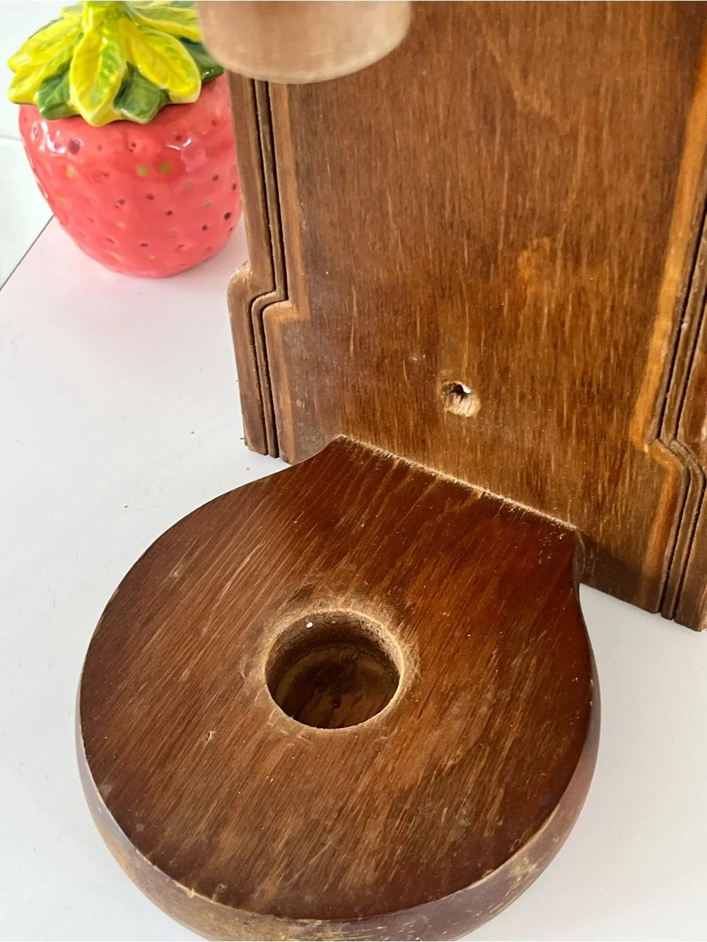 Vtg wood paper towel holder